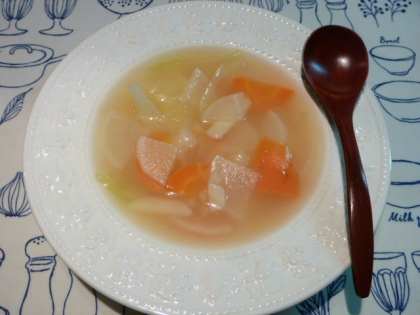 おはようです♪
野菜がどっさりで、旨味がぎっちり詰まったスープになりました (^_^)
食べるスープですね☆栄養も満点！とても美味しかったです♪ごちそう様〜♥