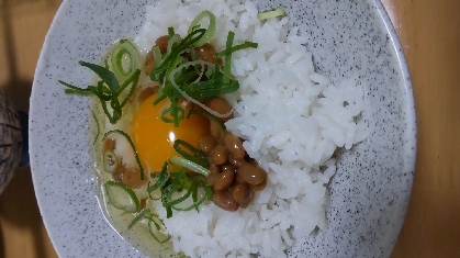 ネギ納豆の卵かけご飯