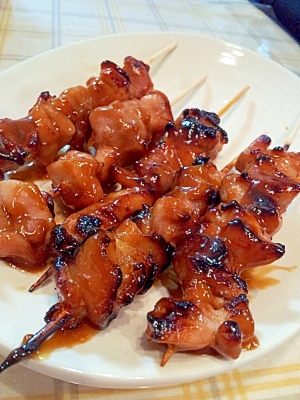 鶏もも肉1枚で焼き鳥5本♪