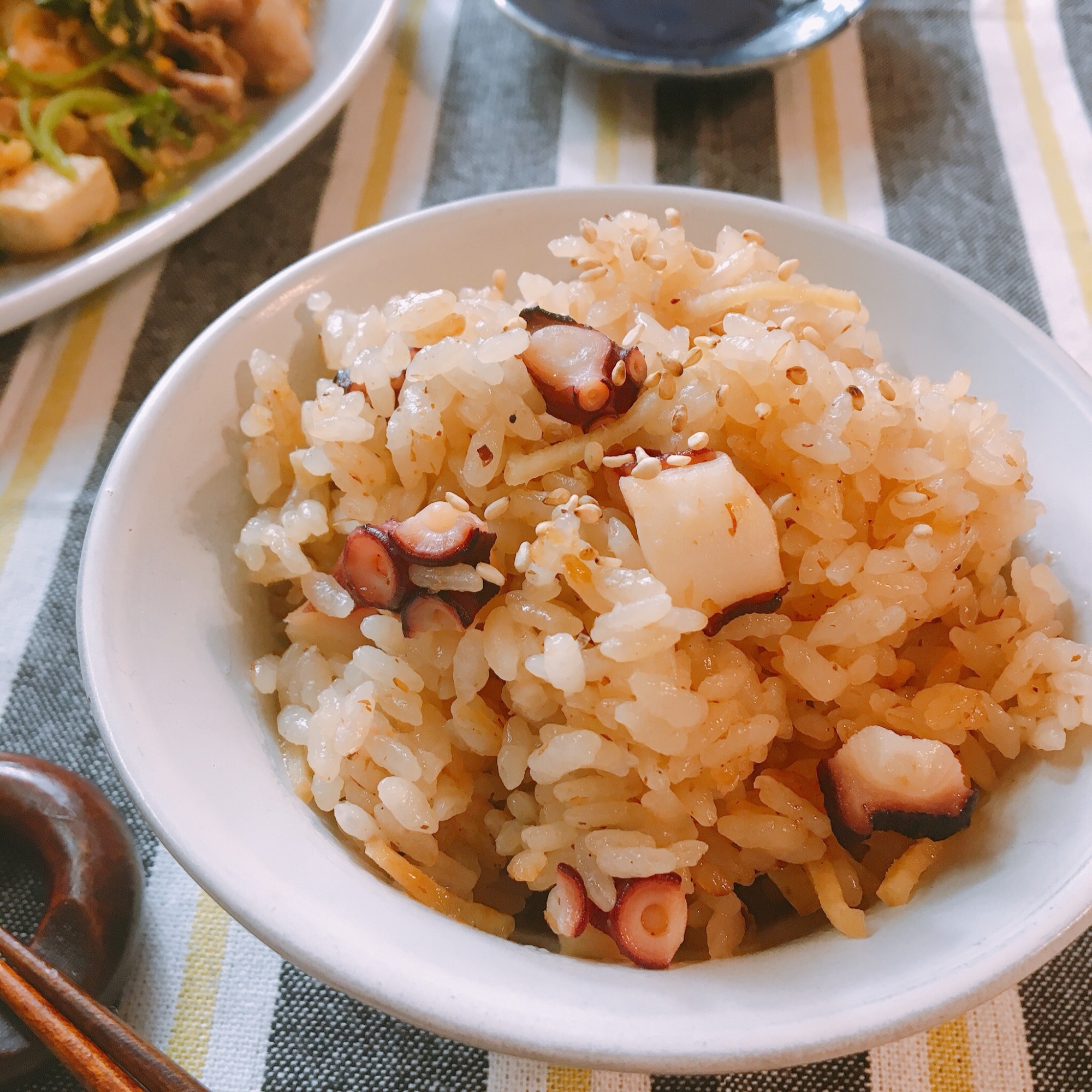 茅野屋だしで♡タコと生姜の炊き込みご飯