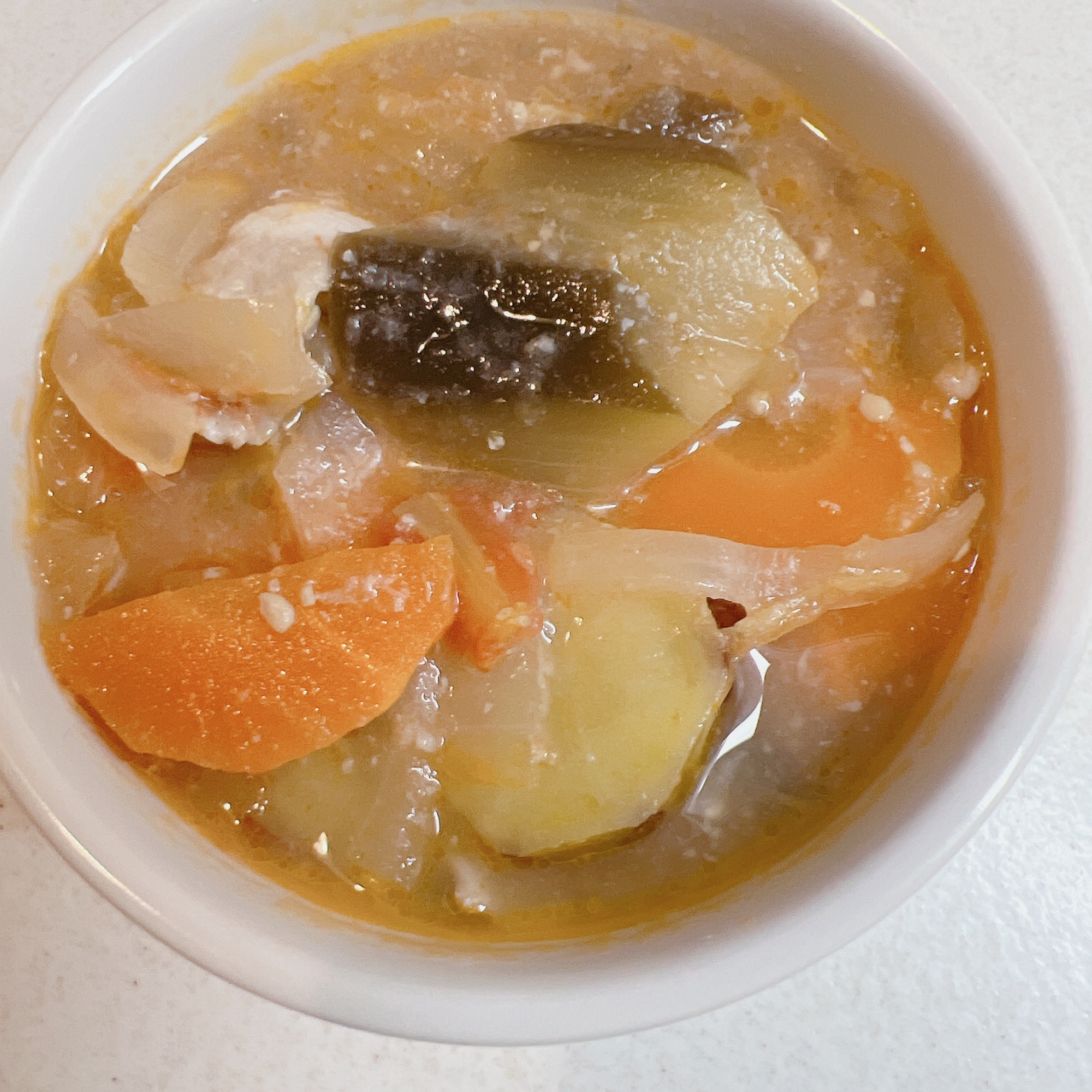 幼児食　レンジで　重ね煮風　野菜味噌スープ　一歳半