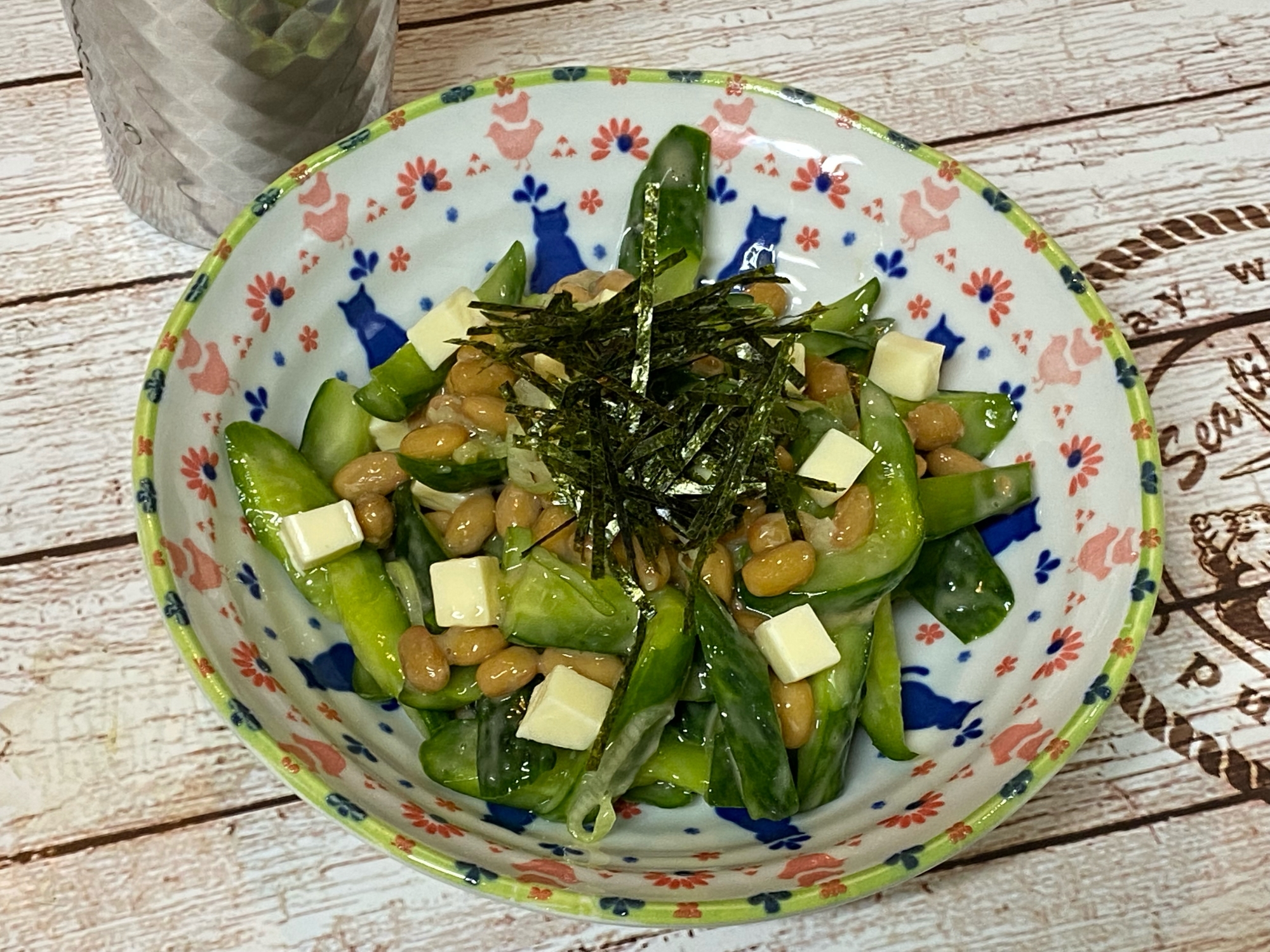 塩もみきゅうりと納豆の和え物(ヘルシーおつまみ)