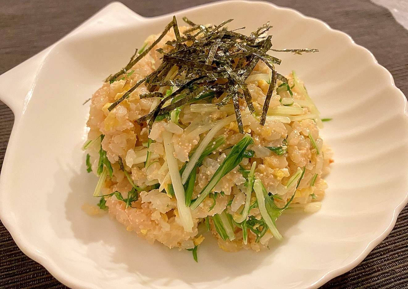 明太子と水菜のマヨしょうゆチャーハン