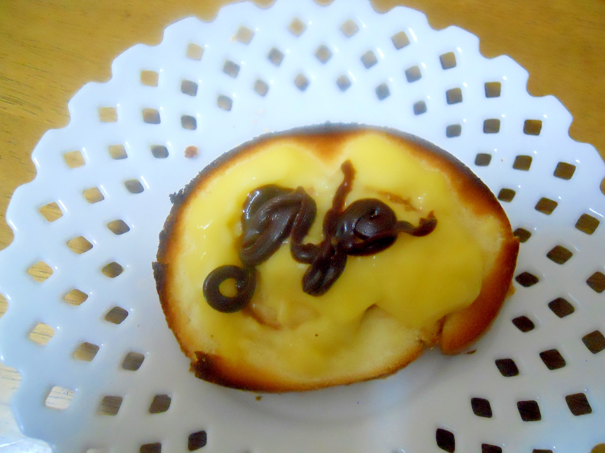 硬くなったロールケーキでおやつ♪　プリン＆チョコ