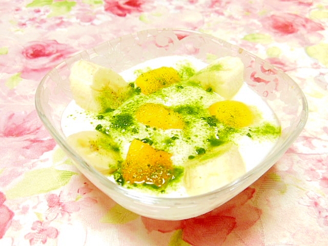 ❤冷凍・黄桃とバナナの青汁練乳ヨーグルト❤
