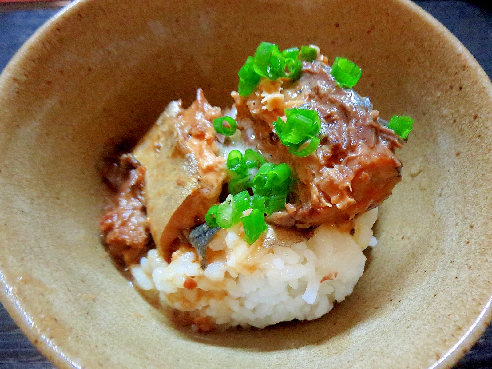 バター風味のサバの味噌煮丼