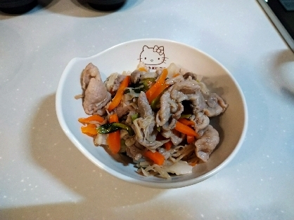 豚肉と小松菜、えのきの甘辛味噌炒め