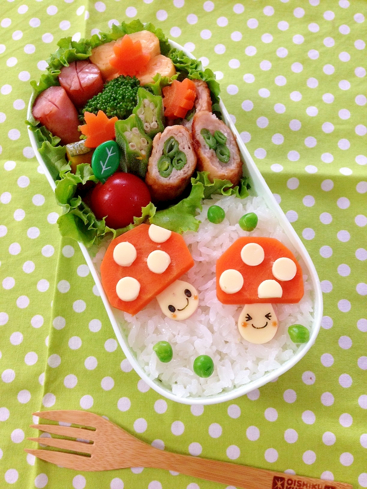 簡単キャラ弁☆ニンジンＤＥきのこちゃんのお弁当♪