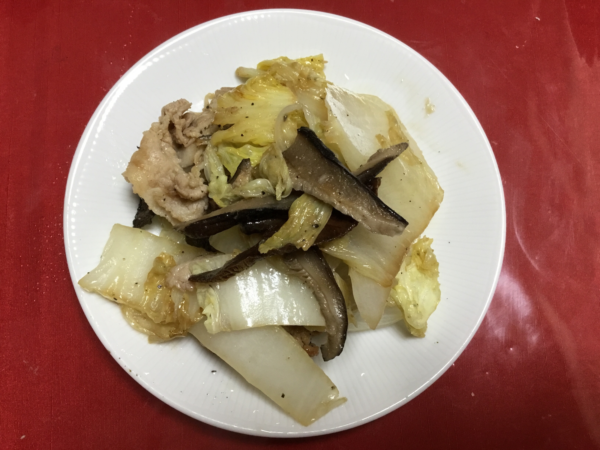 白菜と干し椎茸と豚肉炒め