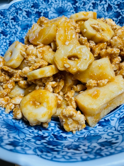 ちくわぶ＊じゃが芋のピリ辛煮物