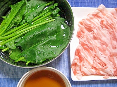ほうれん草と豚バラ肉のしゃぶしゃぶ レシピ 作り方 By Uzuratukune3 楽天レシピ
