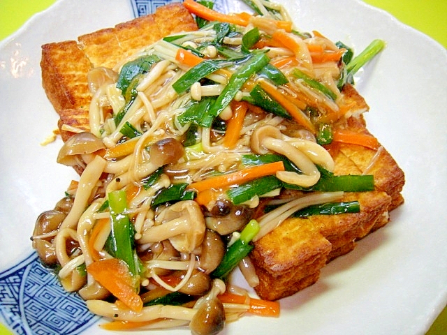 厚揚げのニラきのこあんかけ レシピ 作り方 By Mint74 楽天レシピ 厚揚げのニラきのこあんかけ レシピ 作り方 By Mint74 楽天レシピ