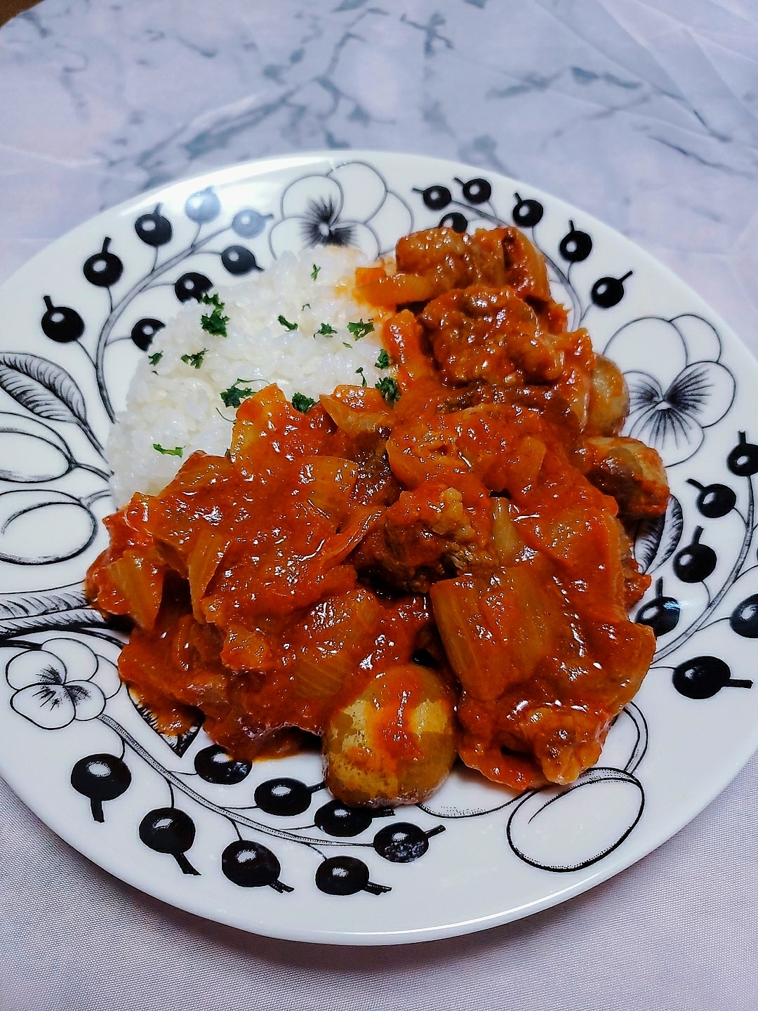 炊飯器で☆牛すじとマッシュルームのハッシュドビーフ