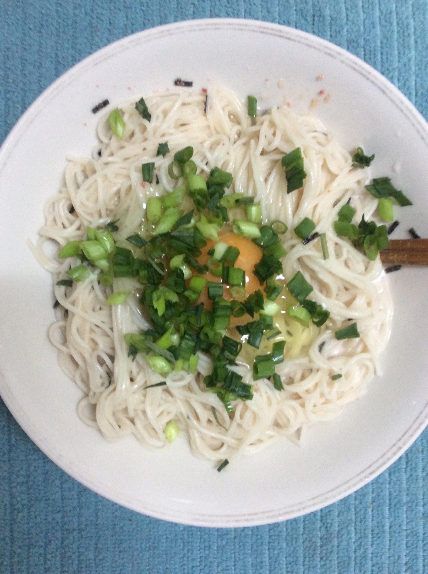 パスタソースで♪たらこマヨ釜玉そうめん