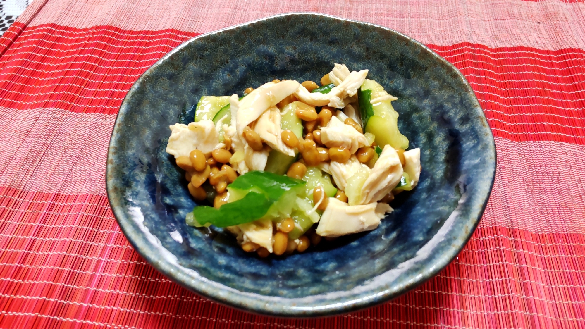 簡単!節約!鶏むね肉ときゅうりの納豆サラダ〜