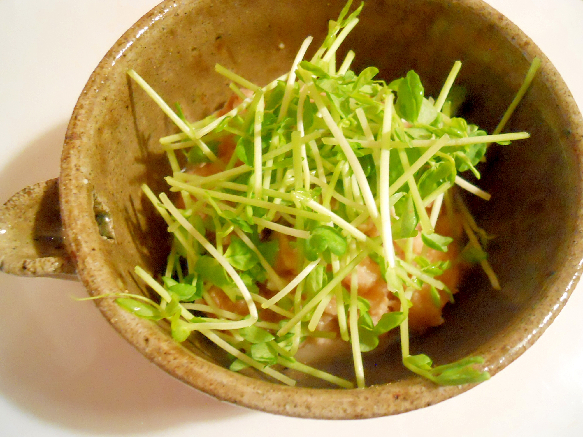夜中の小腹対策に おからと豆苗 味噌味でお粥風 レシピ 作り方 By ブ 子 楽天レシピ