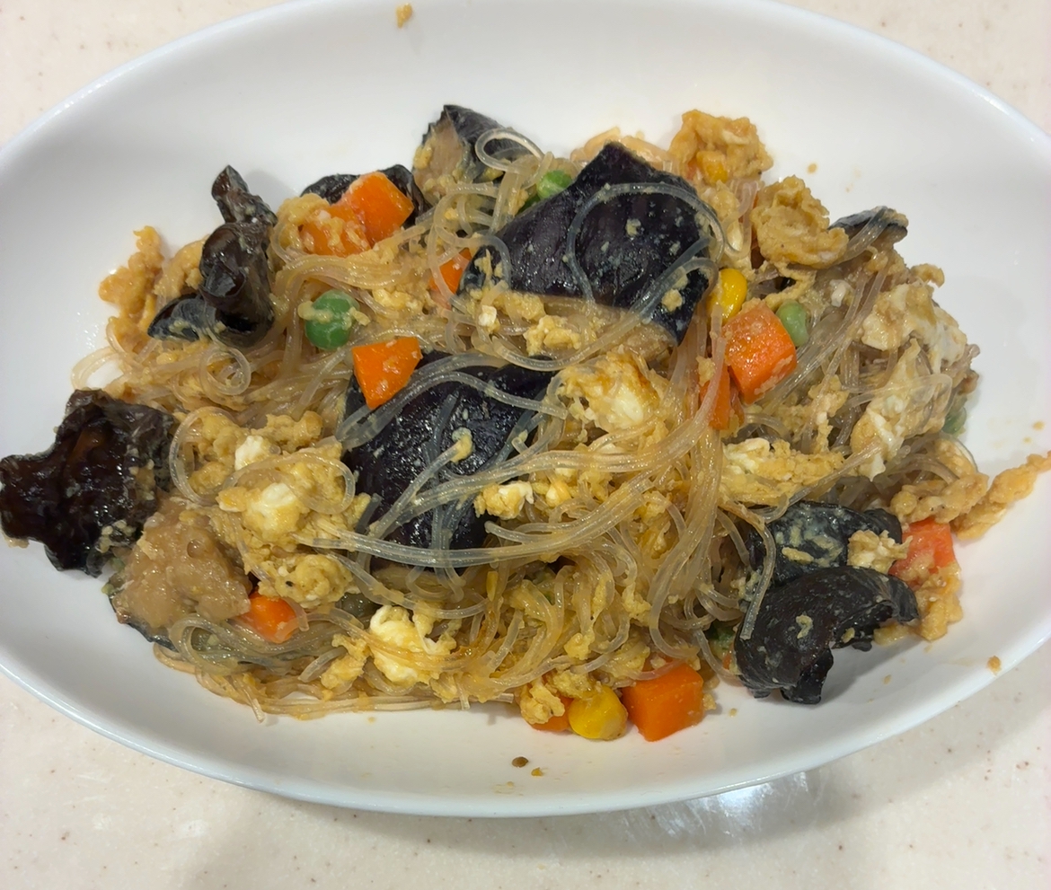 キクラゲ春雨ナスの中華風卵炒め。No.1134