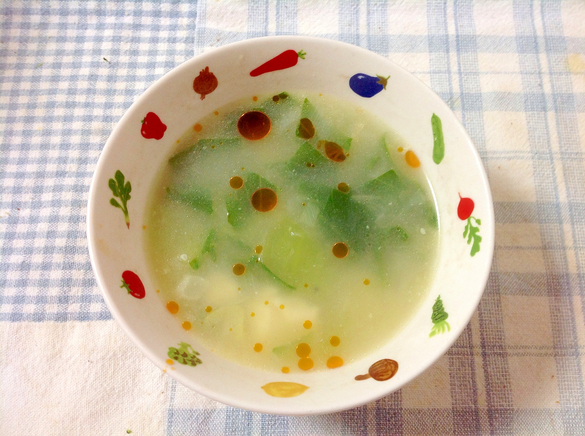 ちんげん菜と豆腐のネギ生姜スープ♪