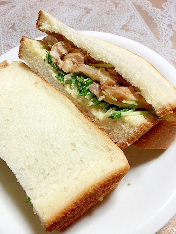 食べやすい 照り焼きチキンと水菜のサンドイッチ レシピ 作り方 By ぽよっちぷーちゃん 楽天レシピ