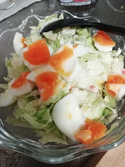 半熟卵のせサラダ