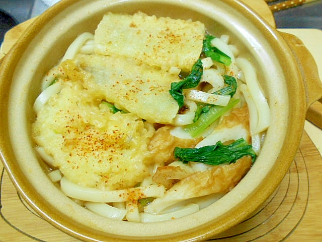 あなごの天ぷらと小松菜・竹輪のうどん