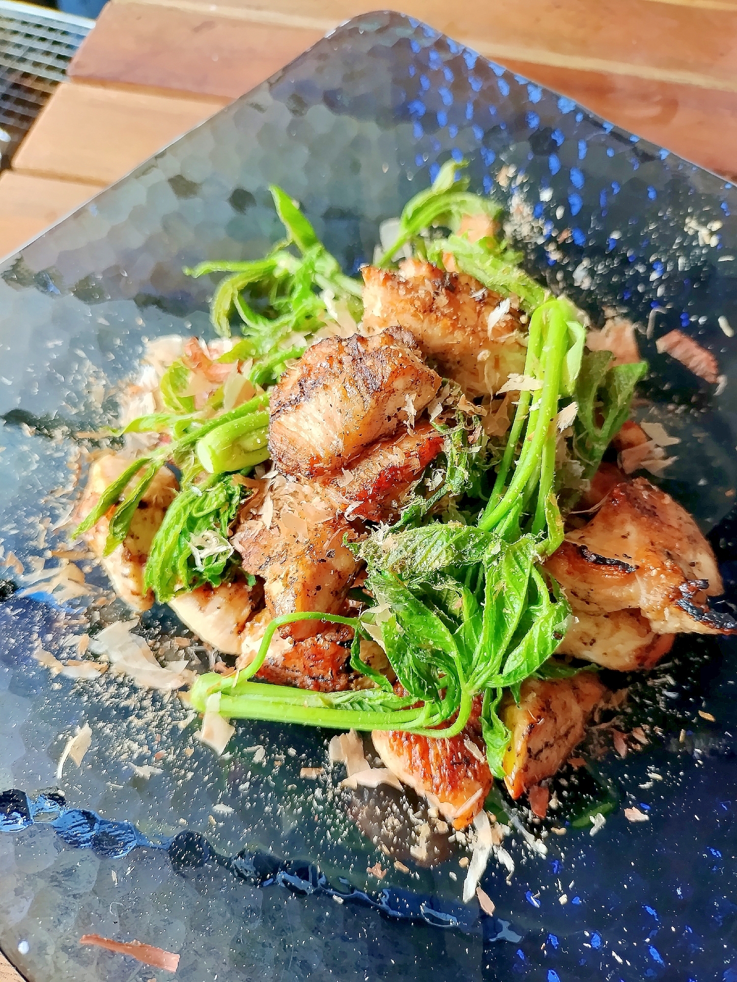こしあぶらと鶏肉のおかか焼き♩