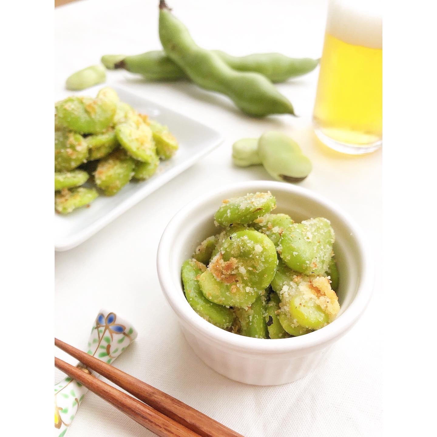 春のおつまみ*空豆のカリカリチーズ焼き