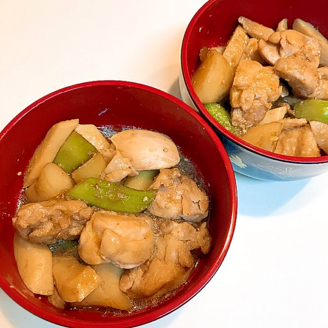 ゴロリと大きめカットで☆鶏もも肉と山うどの炒め煮