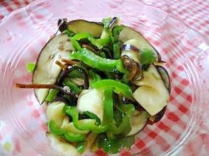 夏レシピ♪ナスとピーマンの塩昆布あえ