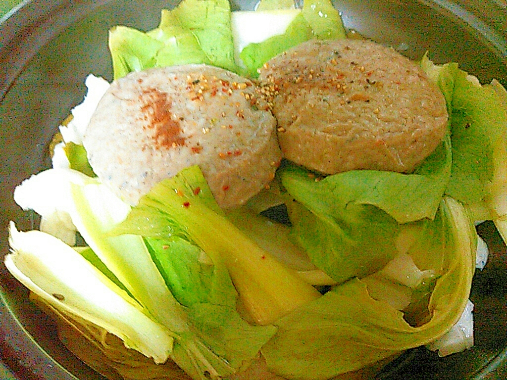 青梗菜と鰯ハンバーグプレート