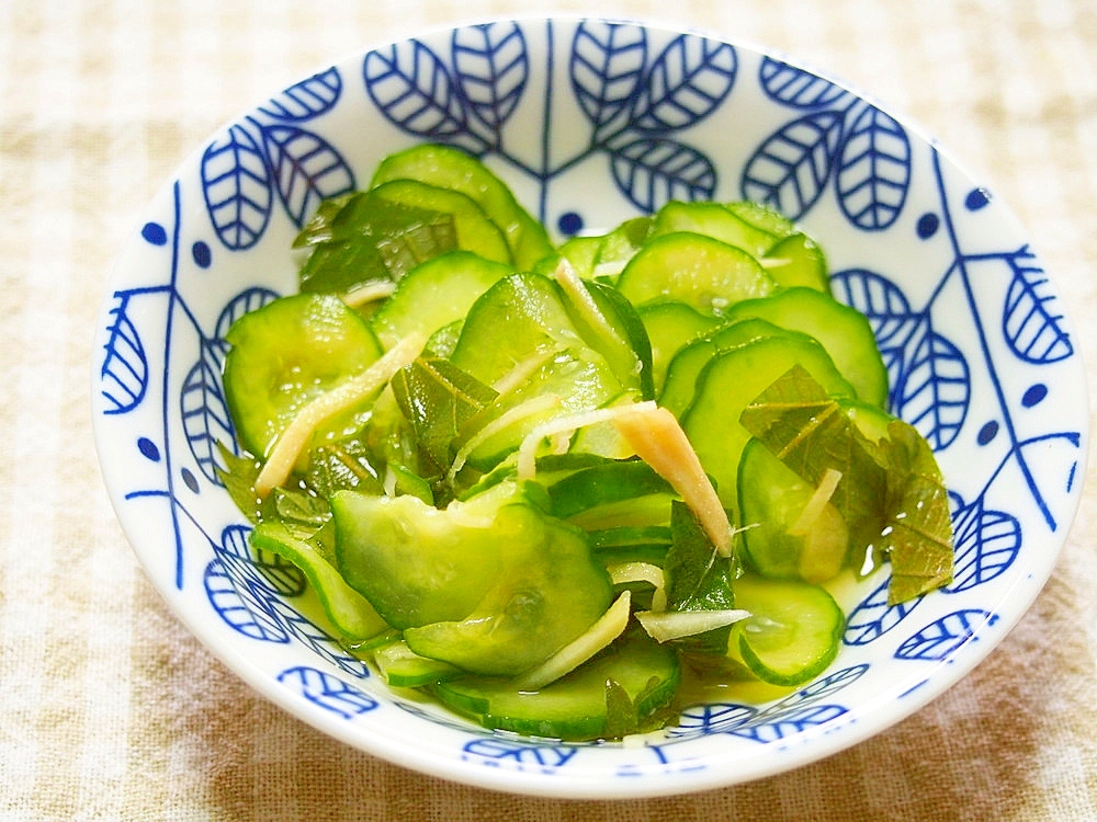 きゅうり・大葉・生姜の酢の物♪