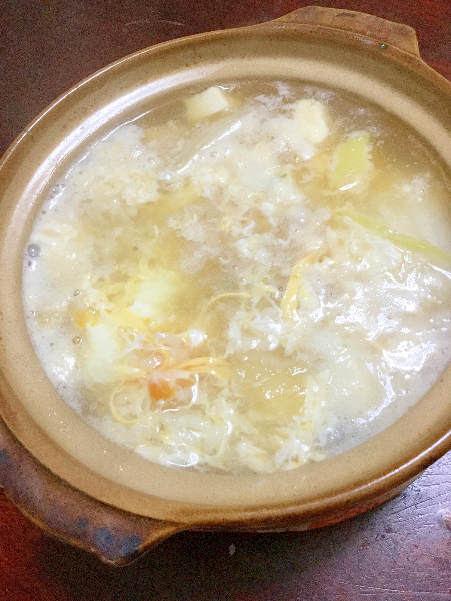 鶏と豆腐と野菜の土鍋☆餡かけスープ！