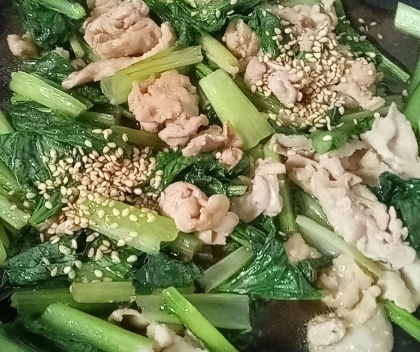 小松菜と小間切れ肉のオイスターソース炒め