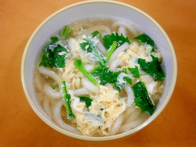 白だしで☆菜の花の卵とじうどん