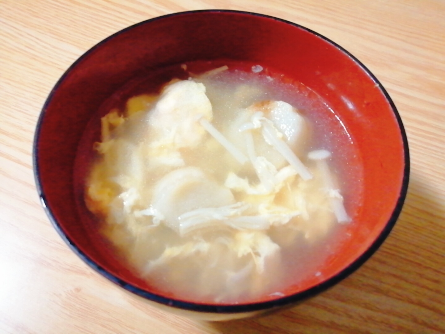 卵とえのきと麩の中華スープ
