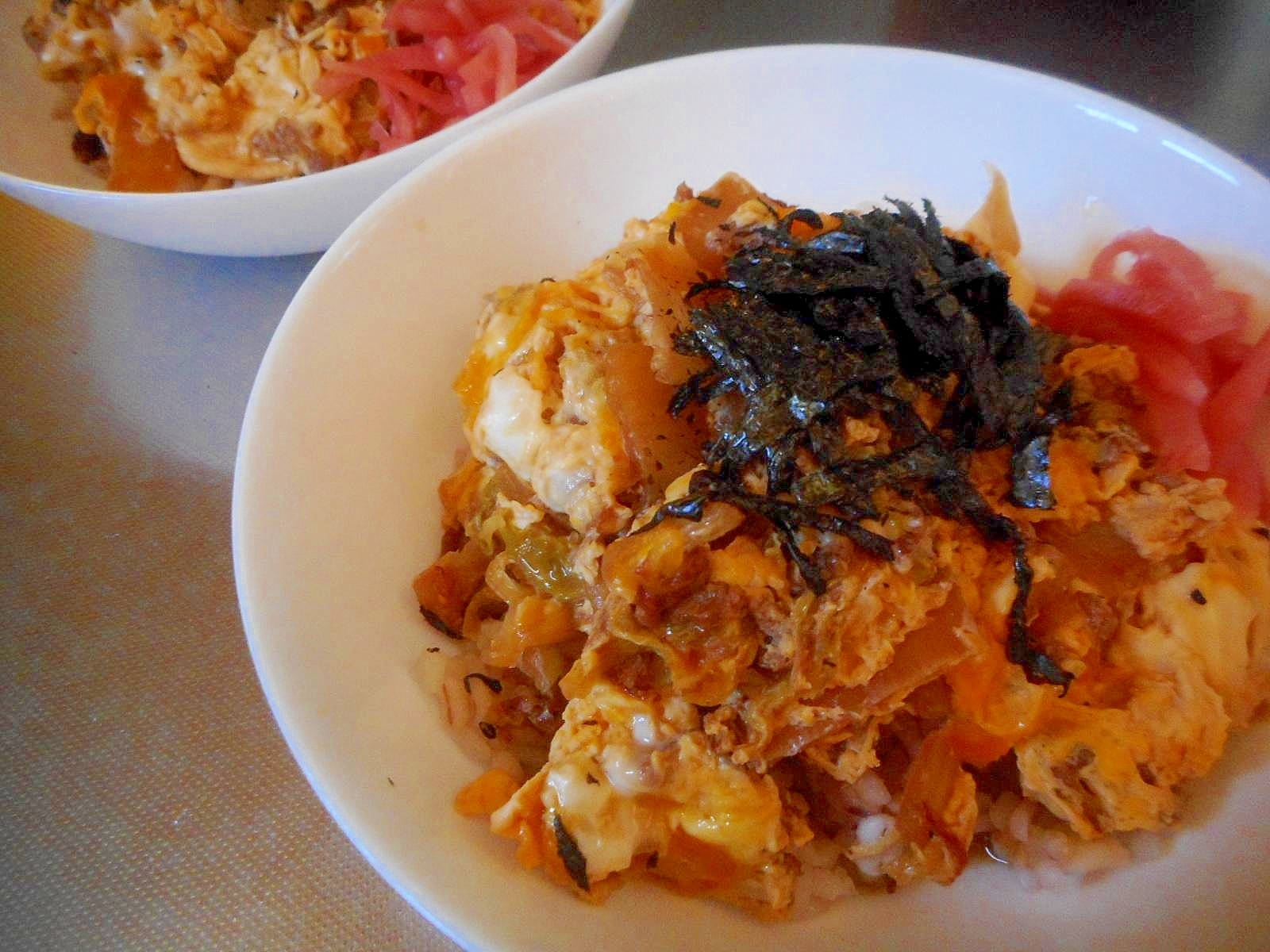 ひき肉と白菜の卵とじ丼