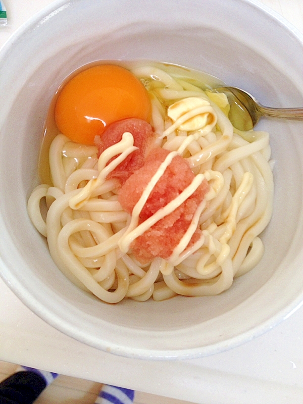 明太子マヨネーズの釜玉うどん