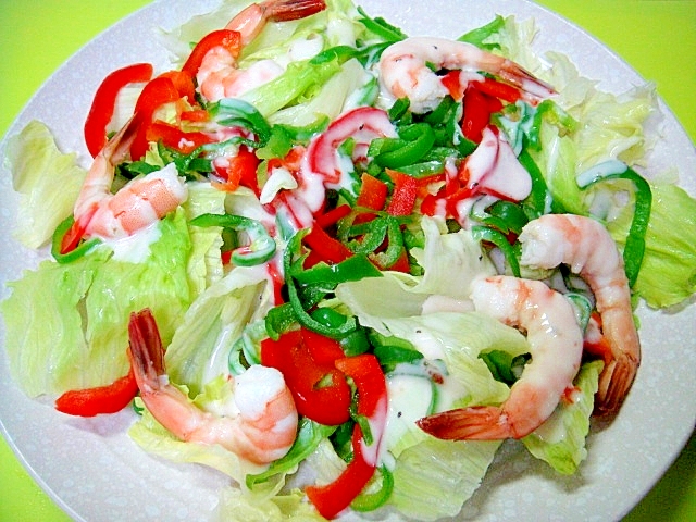 海老とパプリカピーマンのサラダ レシピ 作り方 By Mint74 楽天レシピ