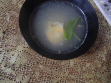 ゆで塩豚のスープで☆　「浅葱のかき玉汁」