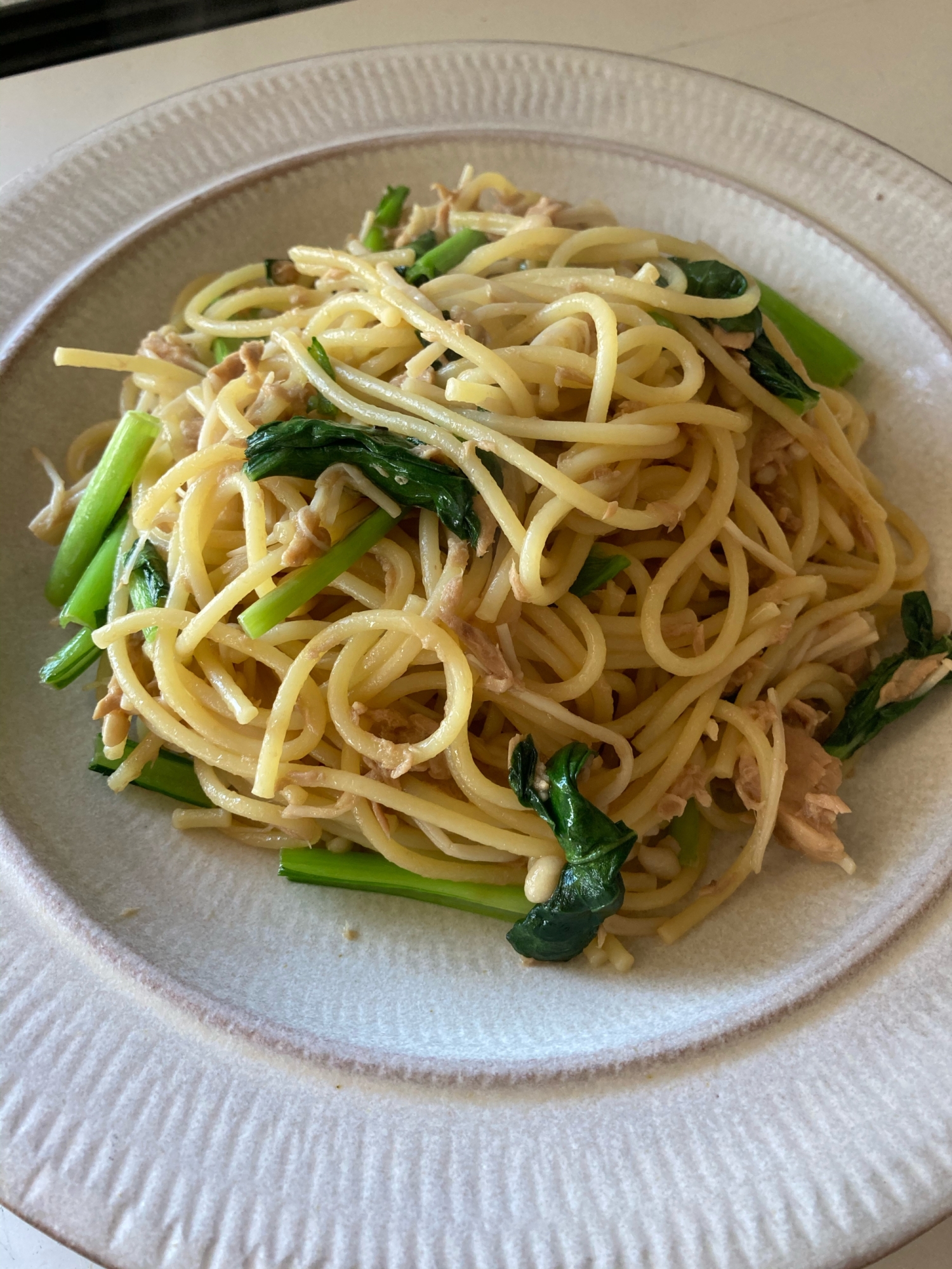 簡単♫ツナと小松菜の和風パスタ！