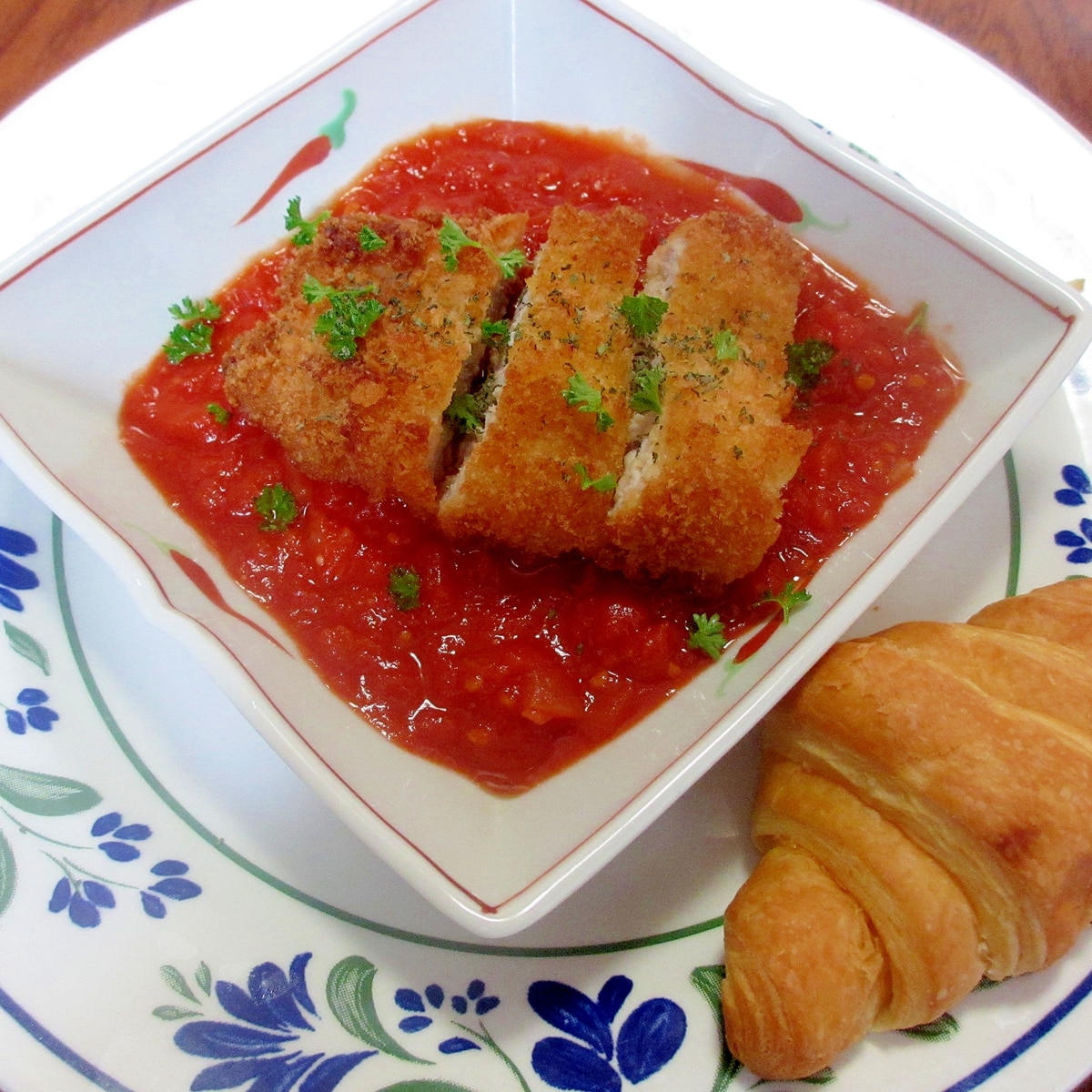 豚カツのトマトソース添えのワンプレート レシピ 作り方 By みーこ1221 楽天レシピ 豚カツのトマトソース添えのワンプレート レシピ 作り方 By みーこ1221 楽天レシピ