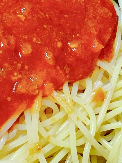 レトルト活用☆ハム入りミートソースパスタ