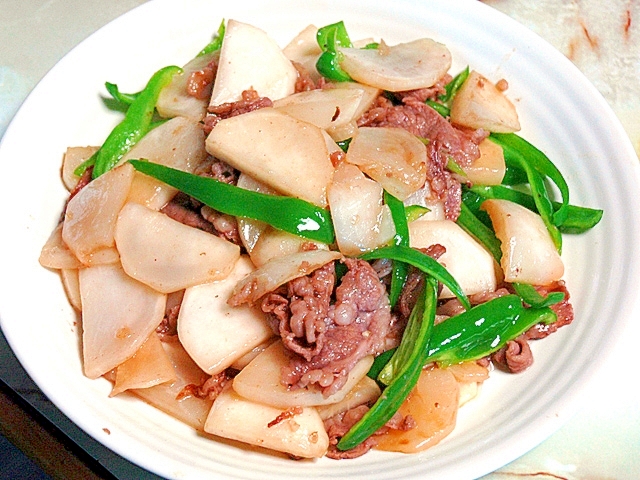 あっさり系？柔らかいカブと牛肉のオイスター炒め！