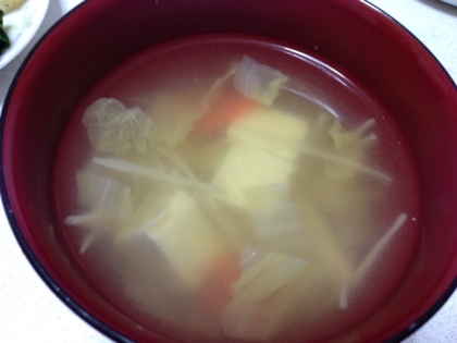 エノキと豆腐とモヤシのお味噌汁