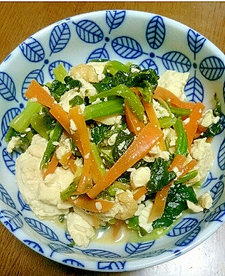 木綿豆腐とほうれん草の炒り煮