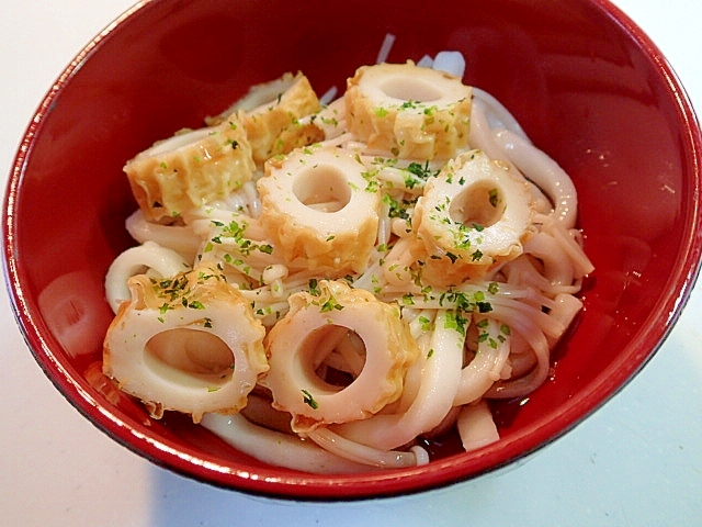 えのき茸と竹輪の冷やし半うどん