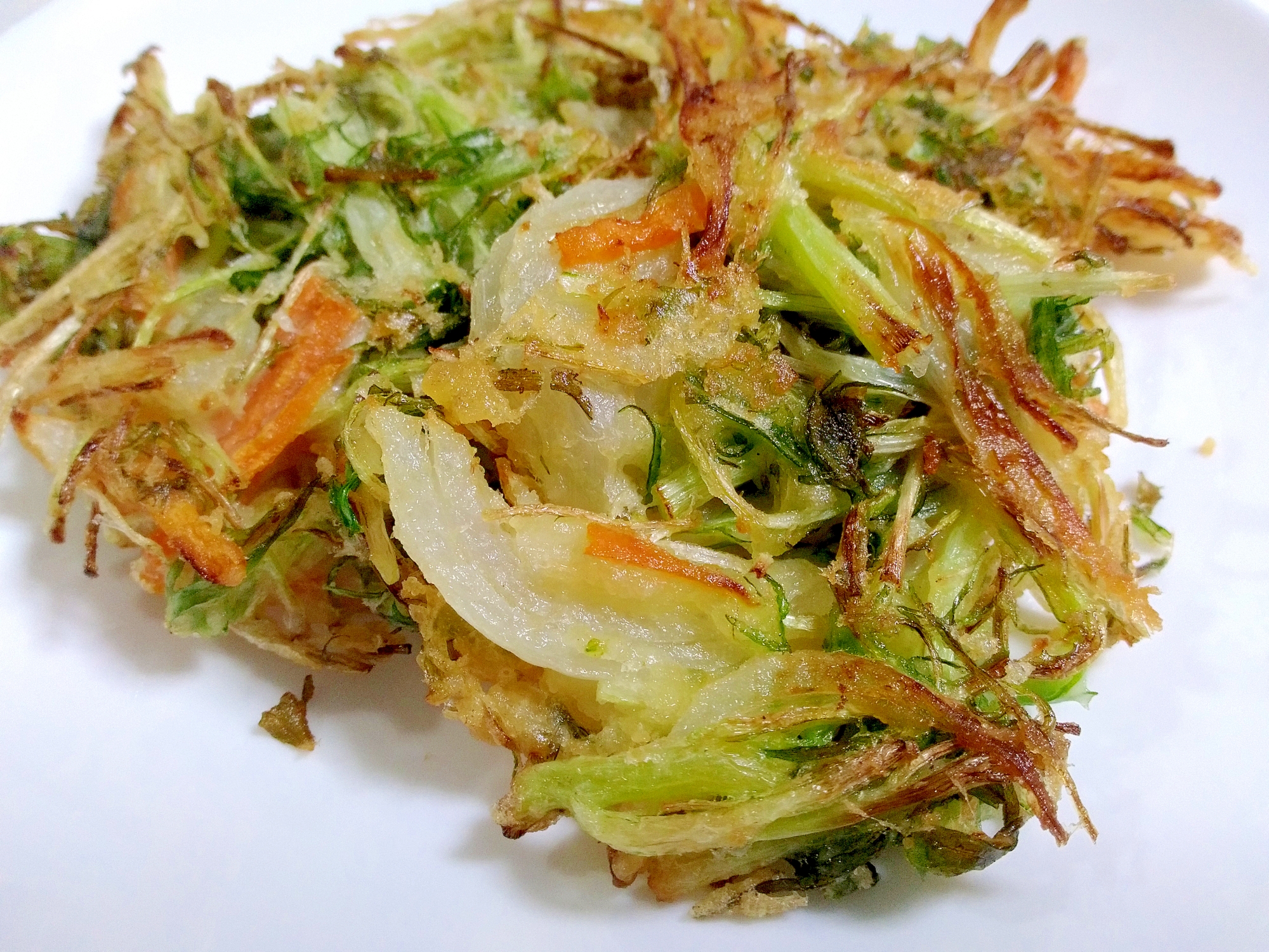 サクサク食感☆水菜と玉ねぎのかき揚げ