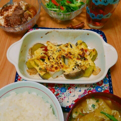 ❤薩摩芋とエリンギ＆ベーコンのガリマヨ・ココット❤