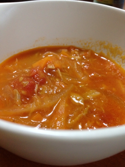 水を使わない”トマトとツナのスープ”