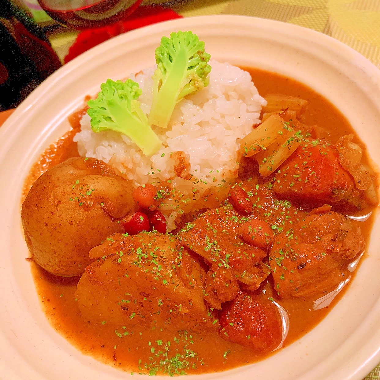 ごろごろ野菜とお豆のヨーグルトチキンカレー